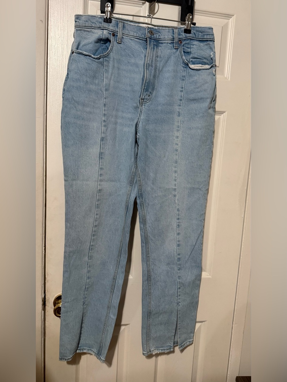 Abercrombie & Fitch Pale Blue Straight Leg Jeans with Front Seam